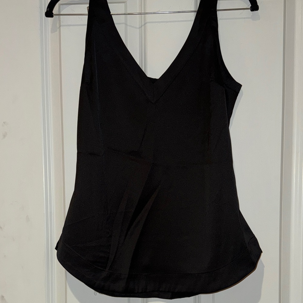 Saks Fifth Avenue Satin Black Sleeveless Blouse